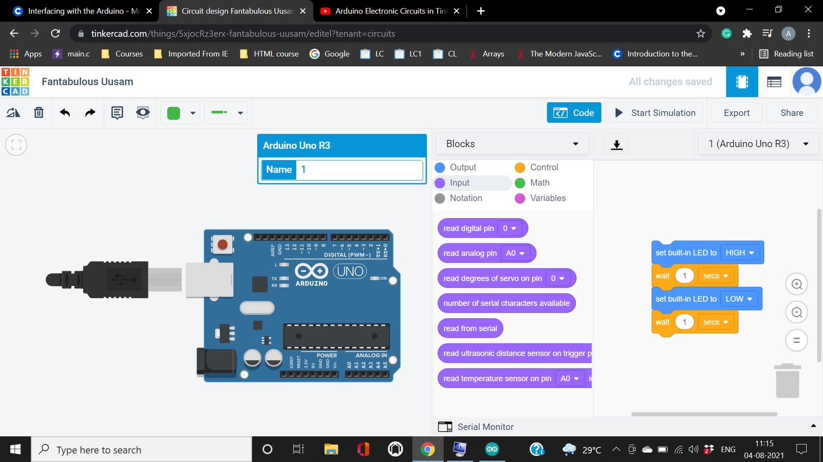 Tinkercad Arduino Simulator